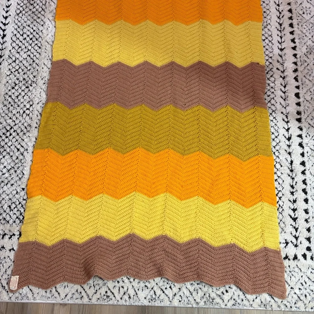 Vintage Large Multicolor Grandmacore Specially Hand Made Knitted Blanket